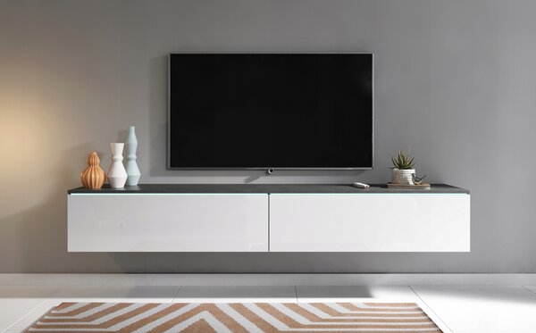 TV stolek CERIEE 180 - matera / bílý lesklý