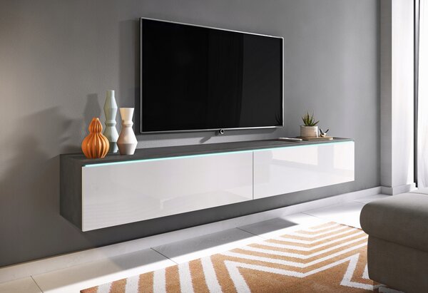 TV stolek CERIEE 180 - matera / bílý lesklý