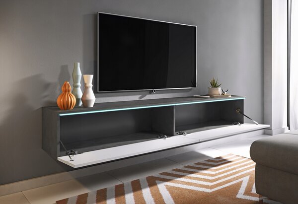 TV stolek CERIEE 180 - matera / bílý lesklý