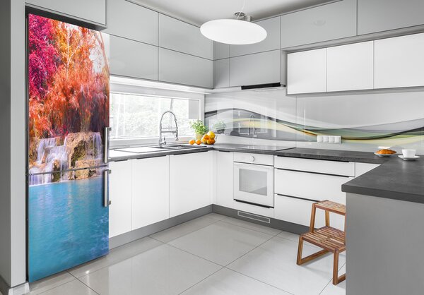 Nálepka tapeta na ledničku Vodopád v lese FridgeStick-70x190-f-85305584