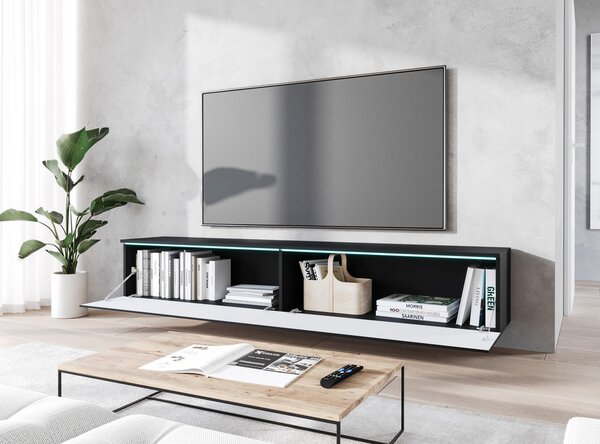 TV stolek CERIEE 180 - černý grafitový / vzor vlna