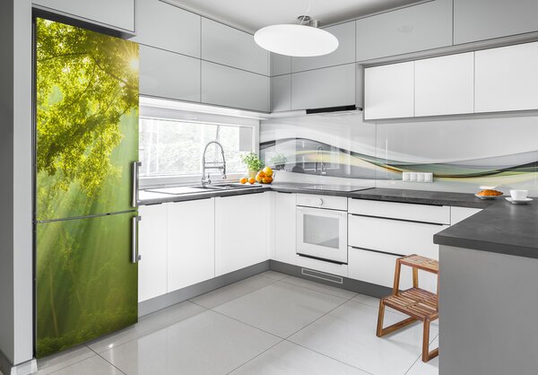 Nálepka tapeta na ledničku Slunce v lese FridgeStick-70x190-f-88868942
