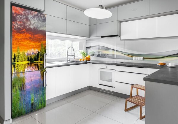 Nálepka tapeta na ledničku Jezero v lese FridgeStick-70x190-f-89317009