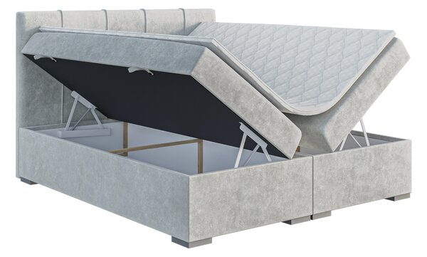 Jednolůžková boxspring postel 120 cm Luffy (světle šedá) (s matrací a úl. prostorem)