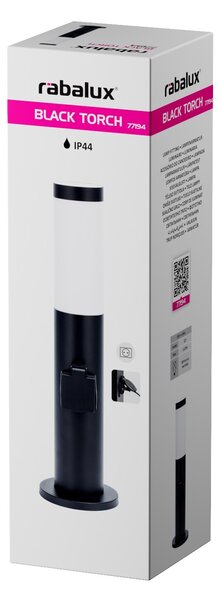 Rabalux BLACK TORCH zahradní sloupek 77194, 1x zásuvka AC-230V