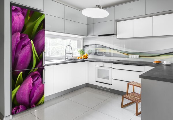 Nálepka fototapeta Fialové tulipány FridgeStick-70x190-f-89975331