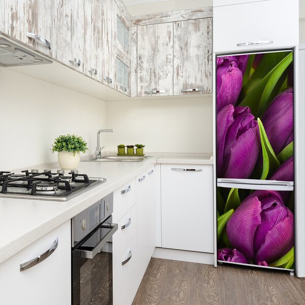 Nálepka fototapeta Fialové tulipány FridgeStick-70x190-f-89975331