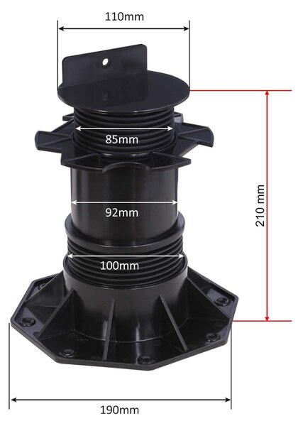 Nosné konzole pro terasy – nastavitelné, rozsah 140-210 mm – nosnost 2700 kg – konstrukční prvky pro terasy