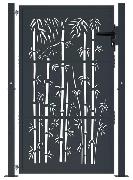 Brána – Oplocení – Zahradní brána – Plot – Antracitová barva – Design bambus – 105x155 cm