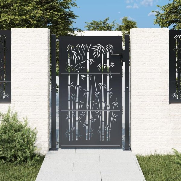 Brána – Oplocení – Zahradní brána – Plot – Antracitová barva – Design bambus – 105x155 cm