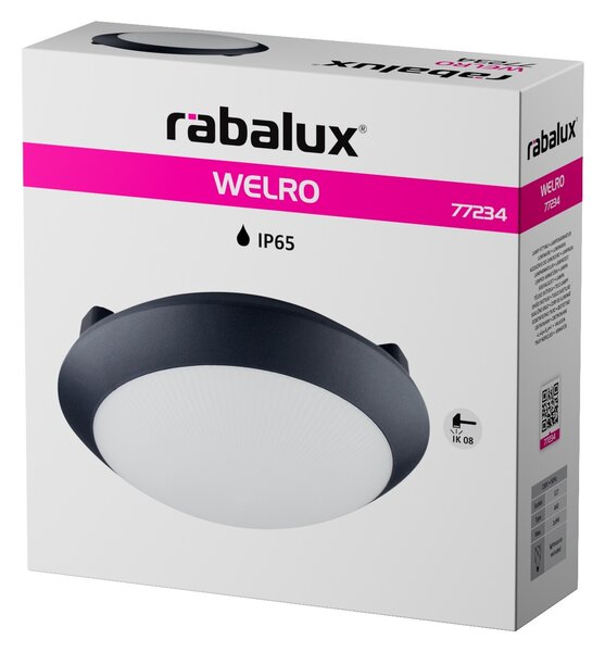 Rabalux WELRO venkovní stropní svítidlo 1xE27/9W/230V/IP65 pr. 30 cm černá barva