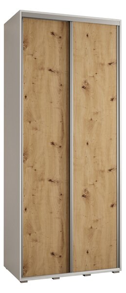 Šatní skříň ASIRI 1 - 110/45 cm, bílá / dub artisan / stříbrná