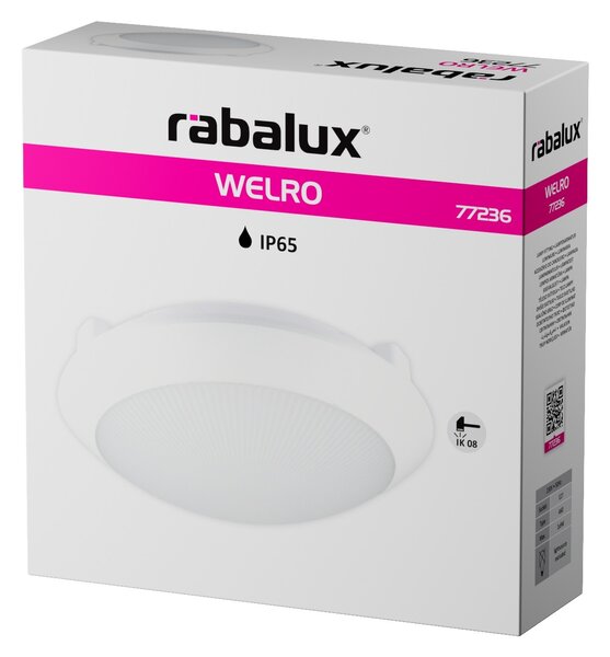 Rabalux WELRO venkovní stropní svítidlo 1xE27/9W/230V/IP65 pr. 30 cm bílá barva
