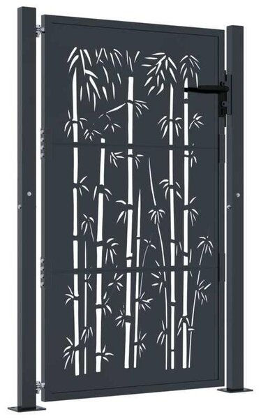 Brána – Oplocení – Zahradní brána – Plot – Antracitová barva – Design bambus – 105x155 cm