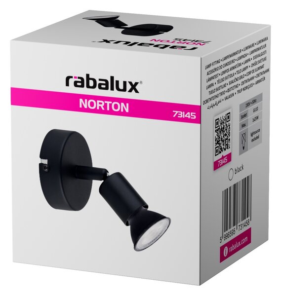 Rabalux NORTON nástěnné bodové svítidlo GU10/25W/230V, černá barva