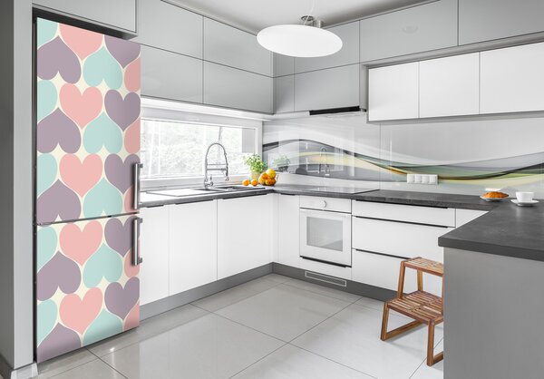 Nálepka tapeta na ledničku Barevná srdce FridgeStick-70x190-f-90462239