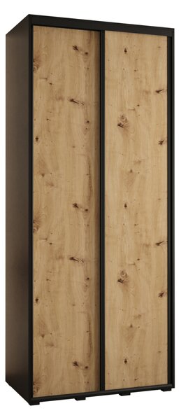 Šatní skříň ASIRI 1 - 110/45 cm, černá / dub artisan / černá