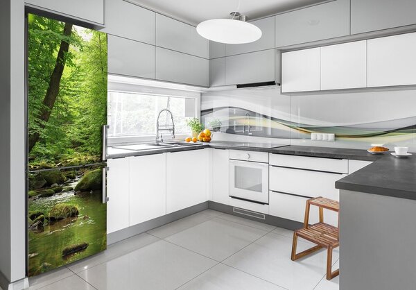 Nálepka tapeta na ledničku Řeka v lese FridgeStick-70x190-f-90680304