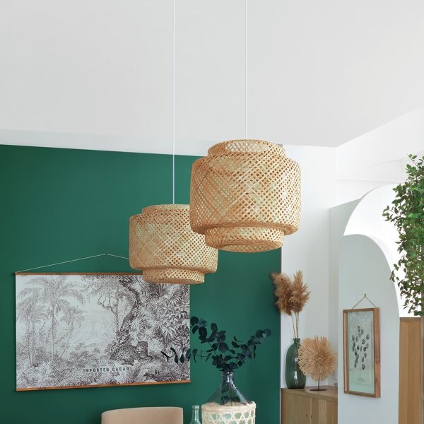 Atmosphera - Lustr na lanku LIBY 1xE27/40W/230V bambus