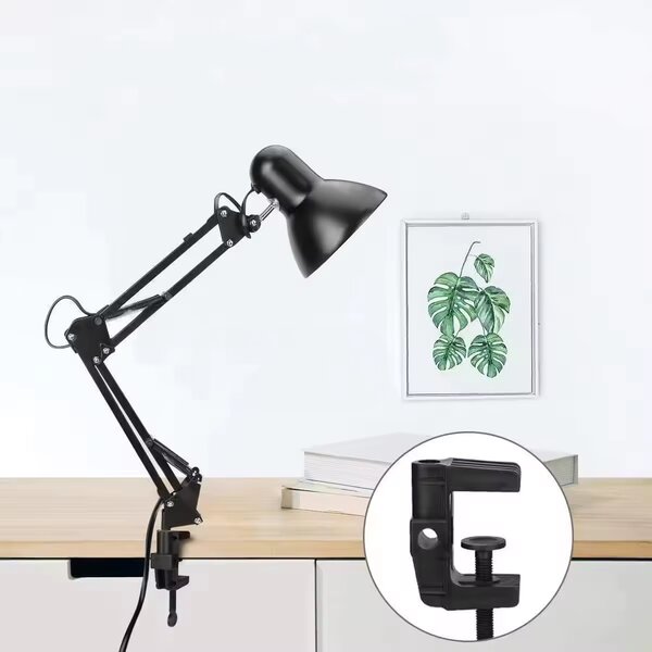 Smart LED Černá kovová stolní lampa nastavitelná s klipem 1xE27
