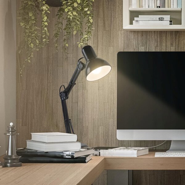Smart LED Černá kovová stolní lampa nastavitelná s klipem 1xE27