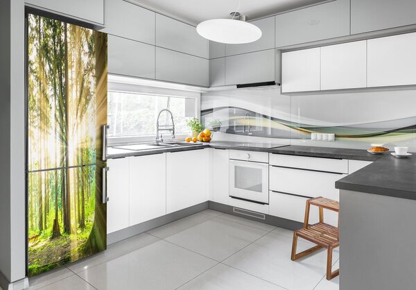 Nálepka tapeta na ledničku Slunce v lese FridgeStick-70x190-f-92474685