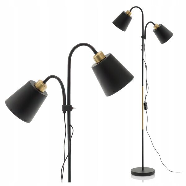 Smart LED ARGUS stojací černá lampa čtecí nastavitelná 2xE27