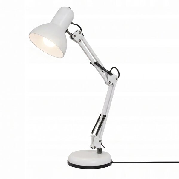 Smart LED Bílá kovová stolní lampa nastavitelná s klipem 1xE27