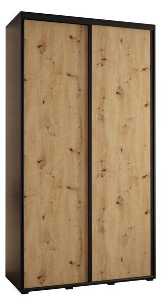 Šatní skříň ASIRI 1 - 130/45 cm, černá / dub artisan / černá