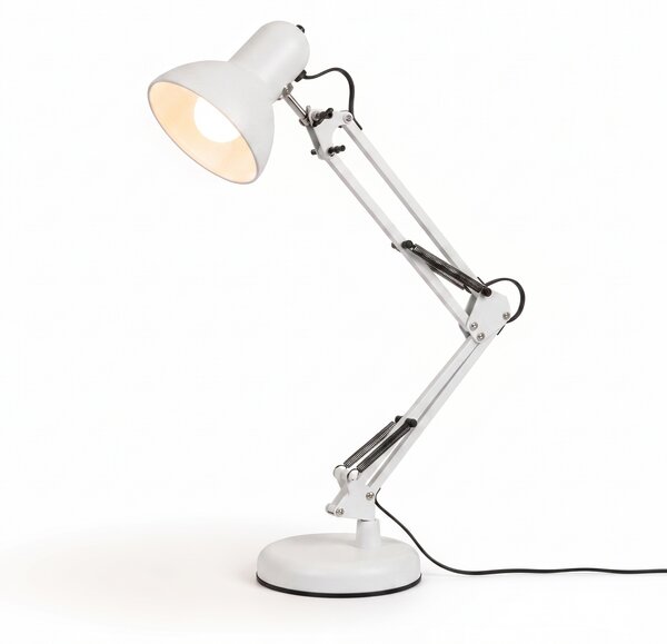 Smart LED Bílá kovová stolní lampa nastavitelná s klipem 1xE27
