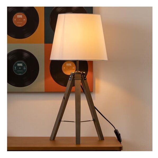 Atmosphera - Stolní lampa RUNO 1xE27/25W/230V dřevo/bílá
