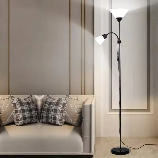 Smart LED AGNES stojací černá lampa čtecí nastavitelná 2xE27
