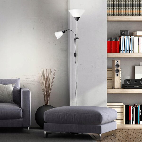Smart LED AGNES stojací černá lampa čtecí nastavitelná 2xE27