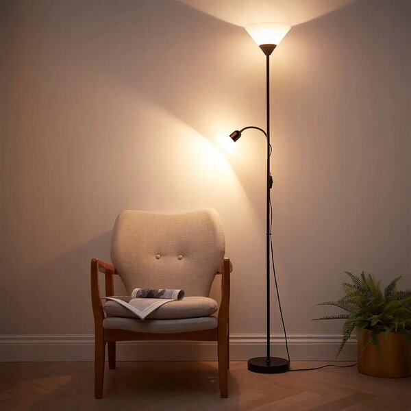 Smart LED AGNES stojací černá lampa čtecí nastavitelná 2xE27