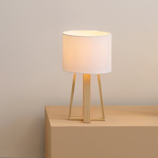 Atmosphera - Stolní lampa MOLU 1xE27/25W/230V borovice/bílá