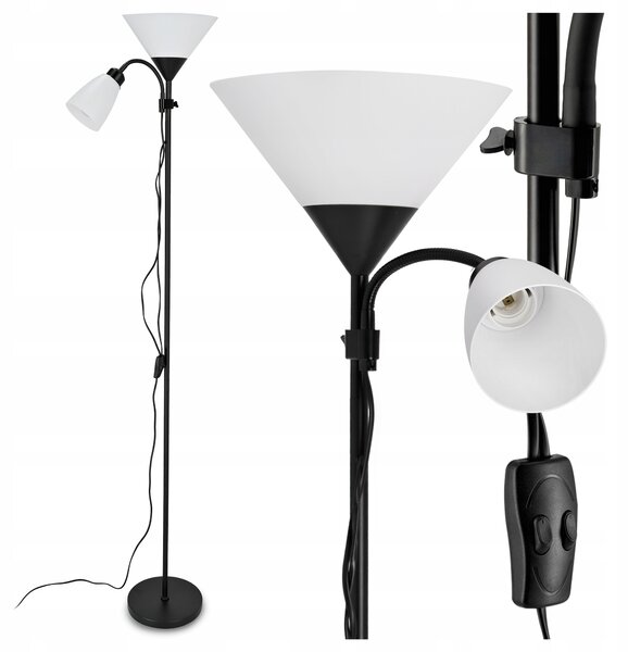 Smart LED AGNES stojací černá lampa čtecí nastavitelná 2xE27