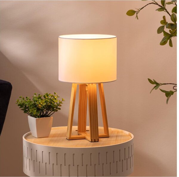 Atmosphera - Stolní lampa MOLU 1xE27/25W/230V borovice/bílá