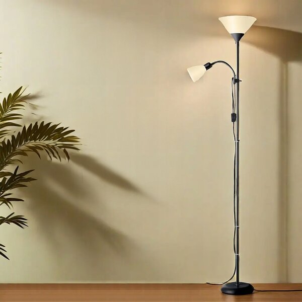 Smart LED AGNES stojací černá lampa čtecí nastavitelná 2xE27
