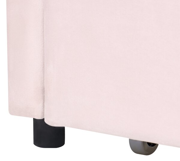 Rozkládací postel Umělý samet TERROU 90 x 200 cm Pastelově růžová