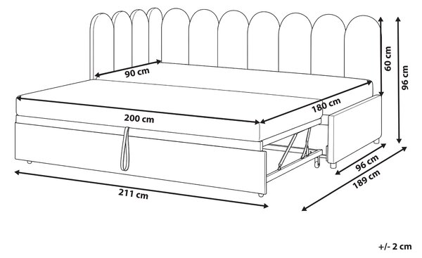 Rozkládací postel Umělý samet TERROU 90 x 200 cm Pastelově růžová