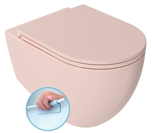 Isvea INFINITY závěsná WC mísa, Rimless, 36,5x53cm, matná růžová Salmon - 10NF02001-2S