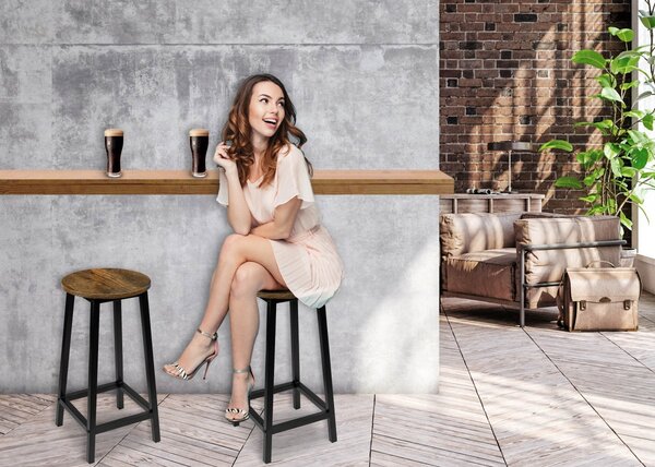TZB Barová židle FLINT RUSTIC kovová kulatá