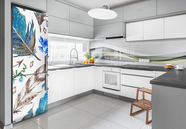 Nálepka tapeta na ledničku Peří a květiny FridgeStick-70x190-f-93846682