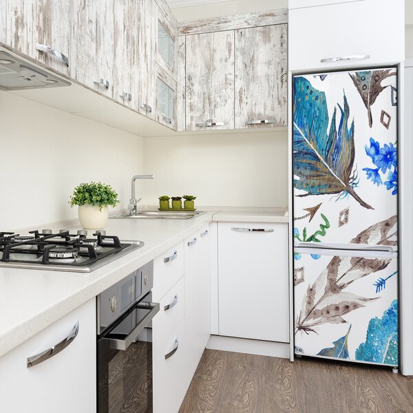Nálepka tapeta na ledničku Peří a květiny FridgeStick-70x190-f-93846682