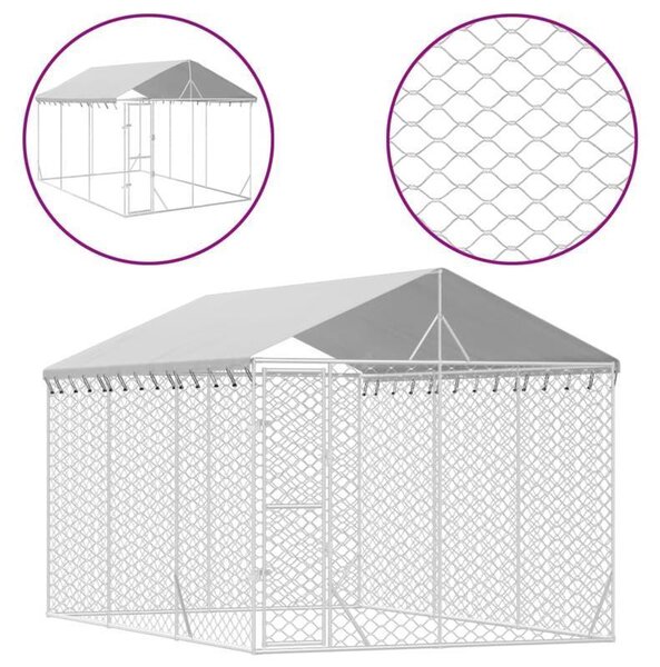 Oplocení pro psy – Oplocení a výběh pro psy – Zinkovaná ocel – Odolné povětrnostním vlivům – Rozměry 3 x 4,5 x 2,5 metru