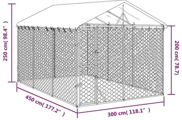 Oplocení pro psy – Oplocení a výběh pro psy – Zinkovaná ocel – Odolné povětrnostním vlivům – Rozměry 3 x 4,5 x 2,5 metru