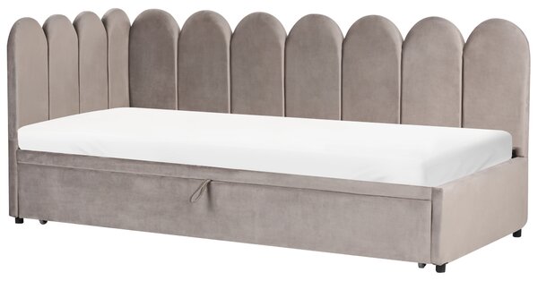 Rozkládací postel Umělý samet TERROU 90 x 200 cm Taupe