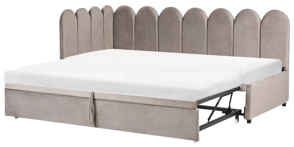 Rozkládací postel Umělý samet TERROU 90 x 200 cm Taupe