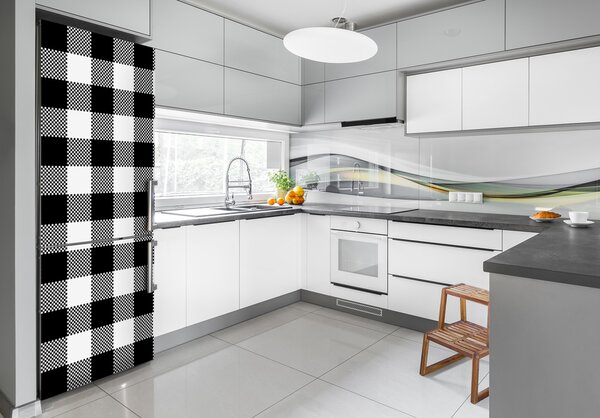 Nálepka tapeta lednička Černo-bílá mříž FridgeStick-70x190-f-95889836