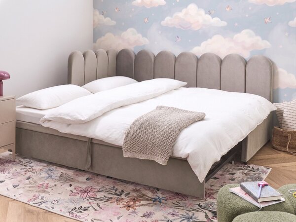 Rozkládací postel Umělý samet TERROU 90 x 200 cm Taupe